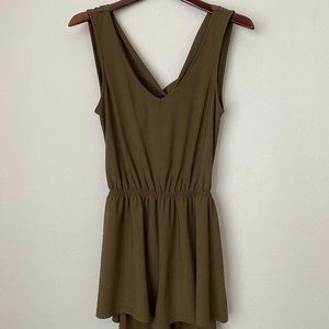 Leith Olive Green Romper with Open Back